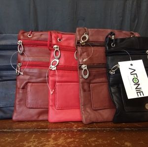 AFONiE Leather Crossbody Purse Wallet on a String